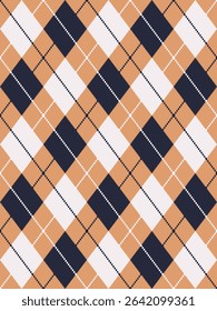 Argyle traditional vector pattern.Seamless geometric illustration pattern.Scotland argyll intarsia pastel element style .Design for fabric clothing,sweater,socks,wrapping,tablecloth,blanket,decoration