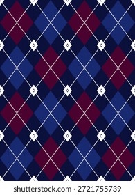 Argyle traditional vector pattern.Seamless geometric illustration pattern.Scotland argyll intarsia pastel element style.Design for fabric clothing,sweater,socks,wrapping,tablecloth,blanket,decoration.