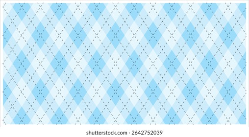 Argyle Vector Men Clothing Pattern. Dark green and Dark Blue with thin slim dotted line. Seamless vivid geometric background for fabric, textile, wrapping paper. Backdrop Little Gentleman party invite