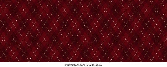 Argyle Vector Pattern. Christmas Background. Golf Textile Print. Emerald Diamonds with Gold Accent Lines. Seamless Pattern Tile.
