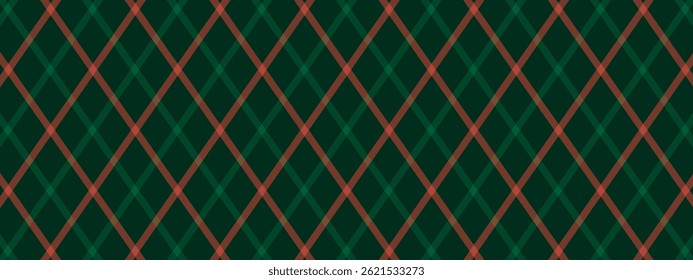 Argyle Vector Pattern. Christmas Background. Golf Textile Print. Emerald Diamonds with Gold Accent Lines. Seamless Pattern Tile.