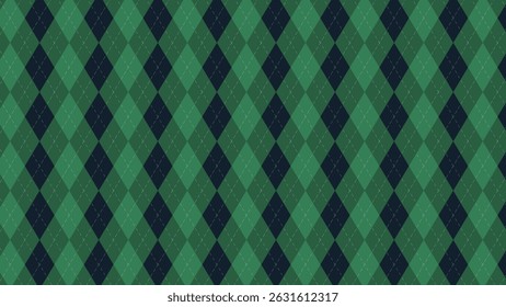 Argyle Vector Pattern. Christmas Background. Golf Textile Print. Emerald Diamonds with Gold Accent Lines. Seamless Pattern Tile. Argyle vector pattern. Argyle Seamless pattern for holidays.