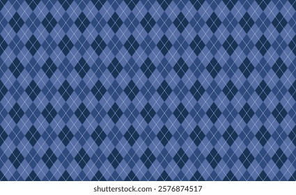 Argyle vector pattern. Dark blue with thin slim white line