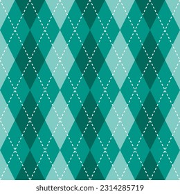Argyle vector pattern. Argyle pattern. Green tone argyle pattern. Seamless geometric pattern for clothing, wrapping paper, backdrop, background, gift card.