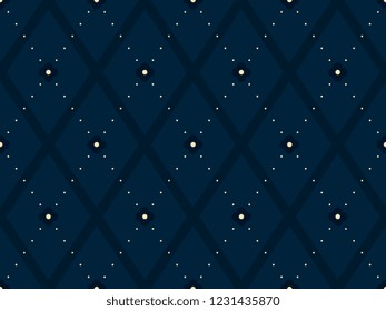 Argyle vector pattern. Minimal geometric design. Allover simple diamond motif for cloth fabric, interior textile, phone case. Seamless indigo floral ornament. Small medallion decorative printing block