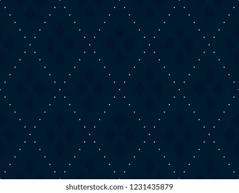 Argyle vector pattern. Minimal geometric design. Allover simple diamond motif for cloth fabric, interior textile, phone case. Seamless indigo floral ornament. Small medallion decorative printing block