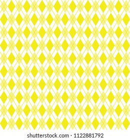 Argyle yellow seamless pattern, rhombus background vector illustration