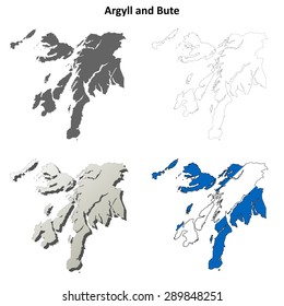 Argyll and Bute blank outline map set