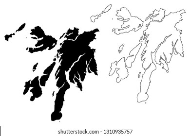 Argyll And Bute (United Kingdom, Scotland, Local Government In Scotland) Map Vector Illustration, Scribble Sketch Argyll And Bute Map