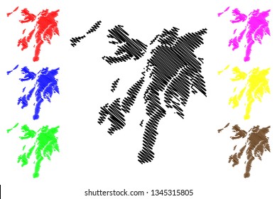 Argyll and Bute (United Kingdom, Scotland, Local government in Scotland) map vector illustration, scribble sketch Argyll and Bute map