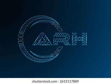 ARH low poly letter logo vector design. ARH lower poly logo design. 