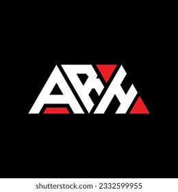 ARH triangle letter logo design with triangle shape. ARH triangle logo design monogram. ARH triangle vector logo template with red color. ARH triangular logo Simple, Elegant, and Luxurious design.