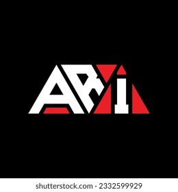 ARI triangle letter logo design with triangle shape. ARI triangle logo design monogram. ARI triangle vector logo template with red color. ARI triangular logo Simple, Elegant, and Luxurious design.
