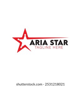 Aria Star Text Logo Vektordesign, Aria Star minimales Logo Design, Aria Star Logo Vektorgrafik mit weißem Hintergrund, 