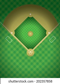 An arial view of a baseball field illustration. Vector EPS contains transparencies.