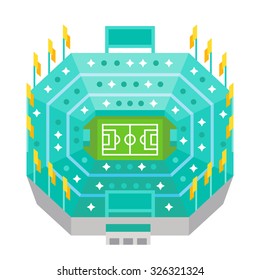 Arial view football stadium flat design illustration vector