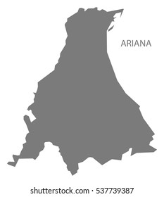 Ariana Tunisia Map in grey