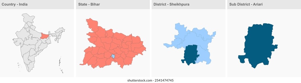 Ariari Karte (District Sheikhpura, State Bihar, Republik Indien) ,Sheikhpura District, Bihar State, Republik Indien, Regierung von Bihar, Indisches Territorium, Ostindien, Politik, Dorf, Tourismus