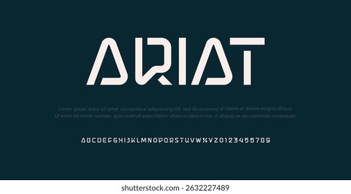 Ariat abstrato digital moderno alfabeto fontes. Tecnologia de tipografia dança eletrônica música futura fonte criativa. ilustração vetorial