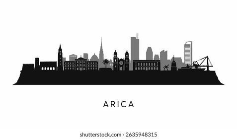 Arica Chile silhueta skyline com paisagem urbana.