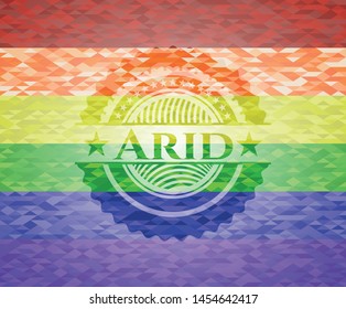 Arid emblem on mosaic background with the colors of the LGBT flag