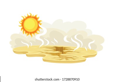 Arid Land and Drought as Natural Cataclysm Vector Illustration