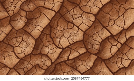 Arid Landscape with Deep Cracked Ground and Dry Soil Texture