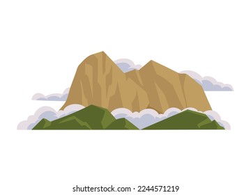 montaña árida con icono de nubes