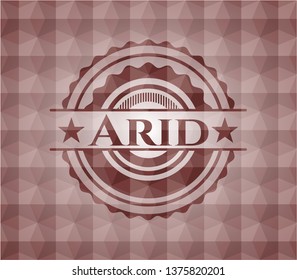 Arid red badge with geometric background. Seamless.