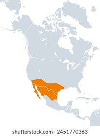 Aridoamerica map, ecological region of dry and arid climate, spanning Northern Mexico and Southwestern United States. A region, where pre-Columbian people cultivated drought-resistant tepary beans.