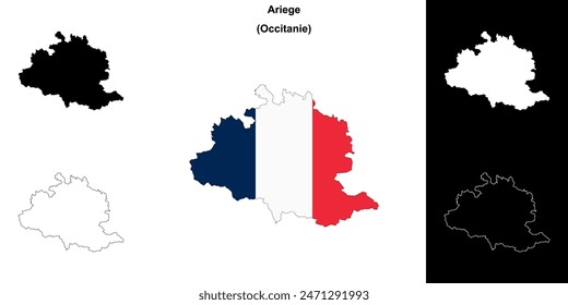 Ariege department outline map set