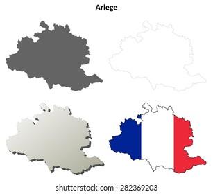 Ariege (Midi-Pyrenees) outline map set