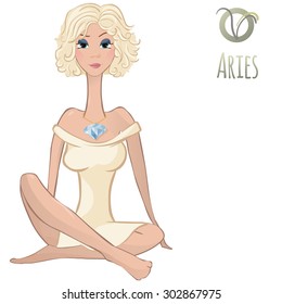 Aries, astrological horoscope, girls in the style of signs of zodiac, icon