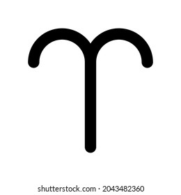 Aries - astrological sign. One of twelve zodiac symbols. Simple solid line vector icon.