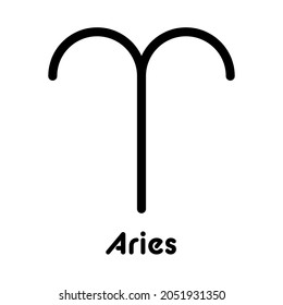 Aries - astrological sign. One of twelve zodiac symbols. Simple solid line vector icon.
