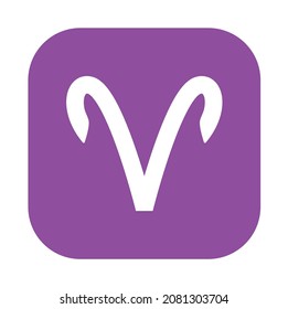 Aries astrological sign zodiac symbol vector emoji purple button svg