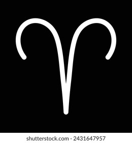 Aries astrological zodiac sign isolated on black background. Simple horoscope icon, astrology logo. Vector illustration. icon design