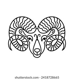 Aries black line icon. Zodiac sign. Astrology and horoscope. Predictions and human character. Element fire. Ruler Mars