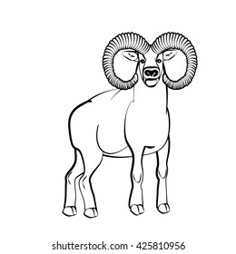 Aries black vector illustration isolated on a transparent background. Template