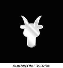 Aries Bull Head Front Shape Symbol Silver Plated Metallic Icon