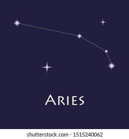 Aries constellation against dark background, vector illustration