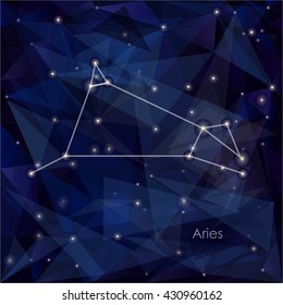 Aries constellation in night sky, background is a triangulation