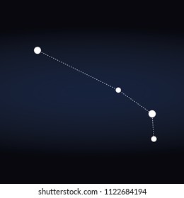 Aries constellation represented with white dots on blue background editable vector