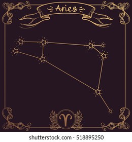 Aries constellation. Schematic representation of the signs of the zodiac.