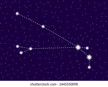 Aries constellation. Starry night sky. Cluster of stars and galaxies. Deep space. Vector illustration