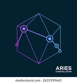 Logotipo da tecnologia da constelação de Áries: Projeto do vetor da rede de Hexágono