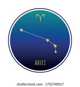 Aries. Aries constellation. vector color sketch. Constellation and Aries sign.