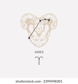 Aries constellation vector illustration. Aries constellation astrological drawing