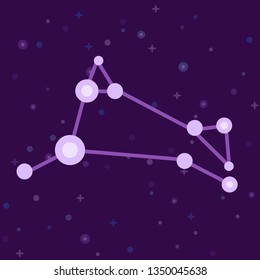 Aries constellation vector illustration. Flat styled zodiac constellation on starry space background. Perfect for articles illustrations, greeting cards, printing.