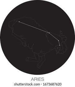 Aries Constellation Vector on Black Background